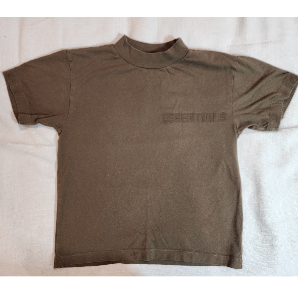 Fear of God Essentials Mock Neck T-Shirt Brown XS Streetwear Logo Tee